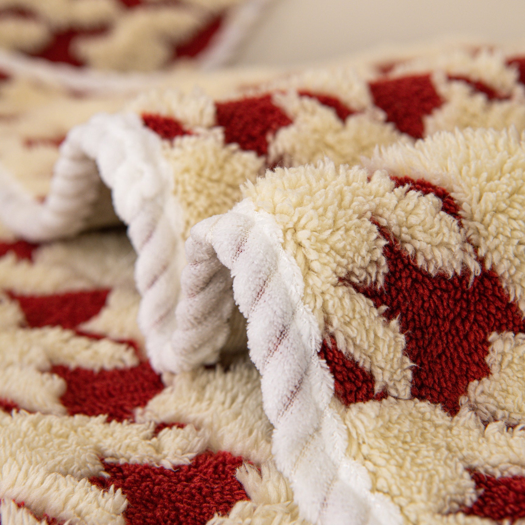 Winter Thickened Sherpa Fleece Houndstooth Sofa Cushion, Non-slip Sofa Cover with Plush - Ornate Home