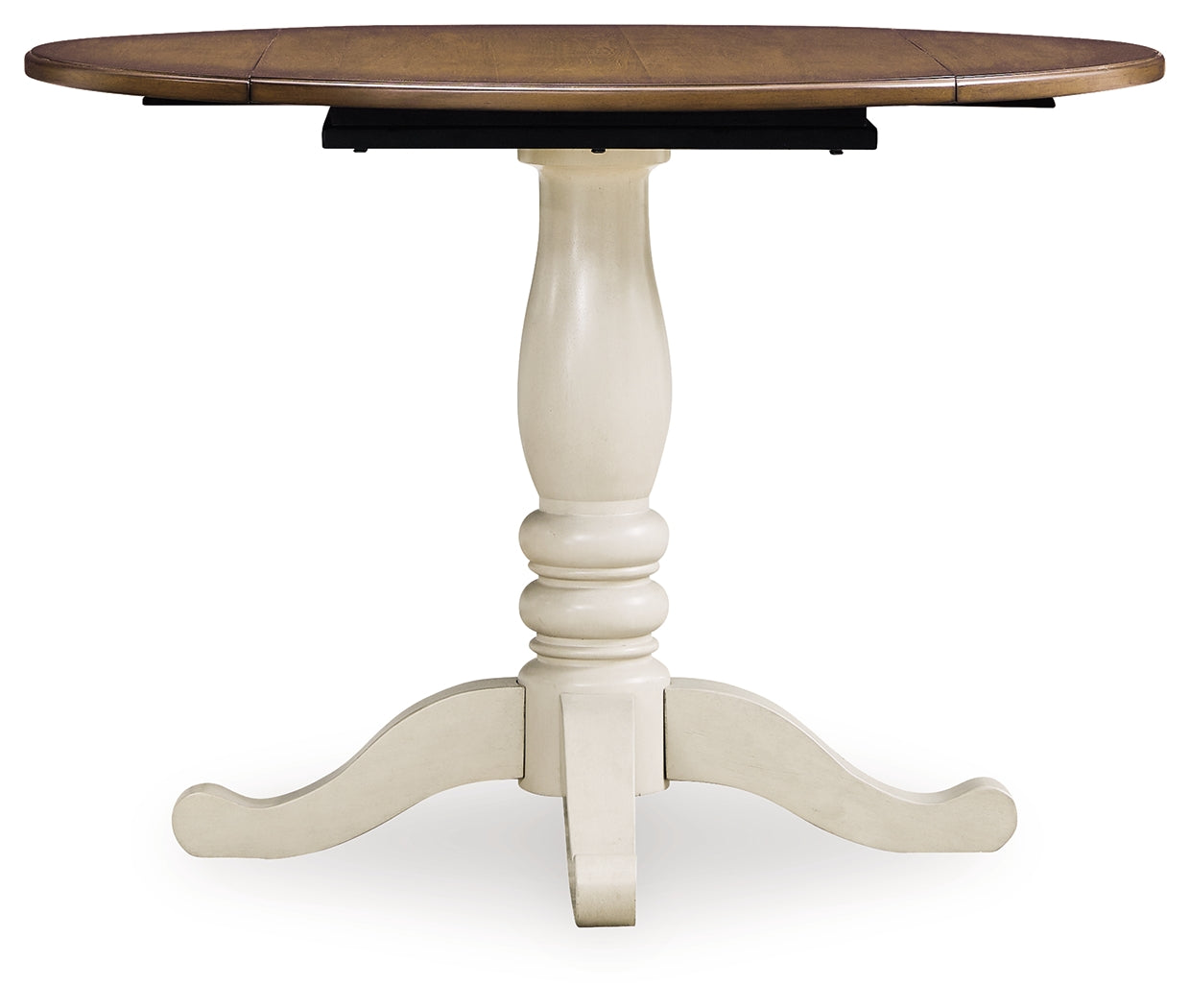 Wirloni Antique White/Brown Dining Drop Leaf Table (Online Special Price) - Ornate Home