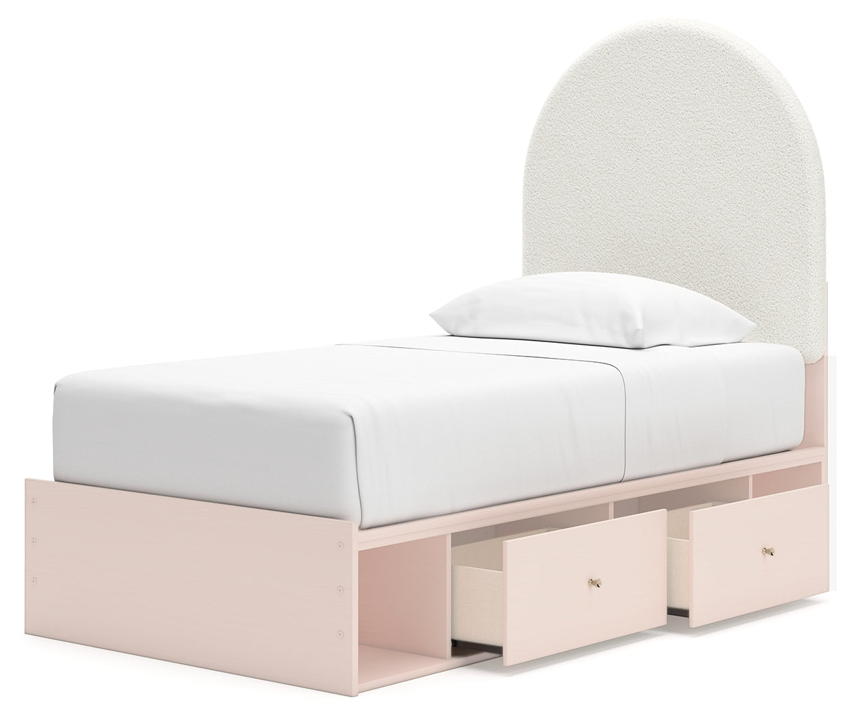 Wistenpine Blush Twin Upholstered Panel Youth Bed with Storage (2 drawers) - Ornate Home