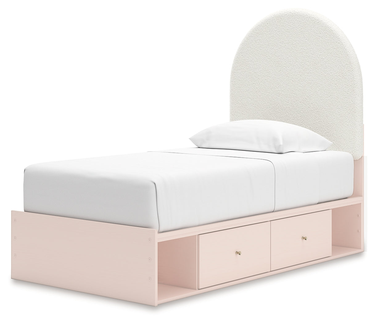 Wistenpine Blush Twin Upholstered Panel Youth Bed with Storage (2 drawers) - Ornate Home