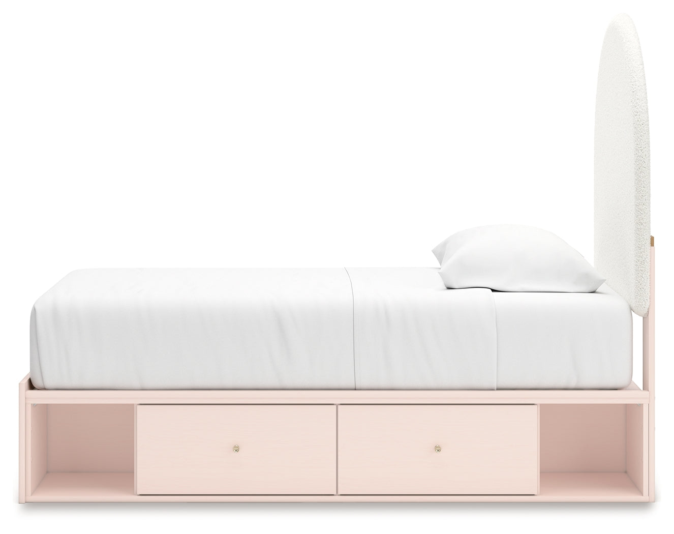 Wistenpine Blush Twin Upholstered Panel Youth Bed with Storage (2 drawers) - Ornate Home