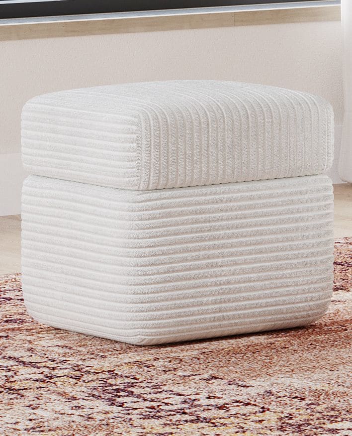 Wisteria Frosty Corduroy Upholstered Storage Ottoman - Ornate Home