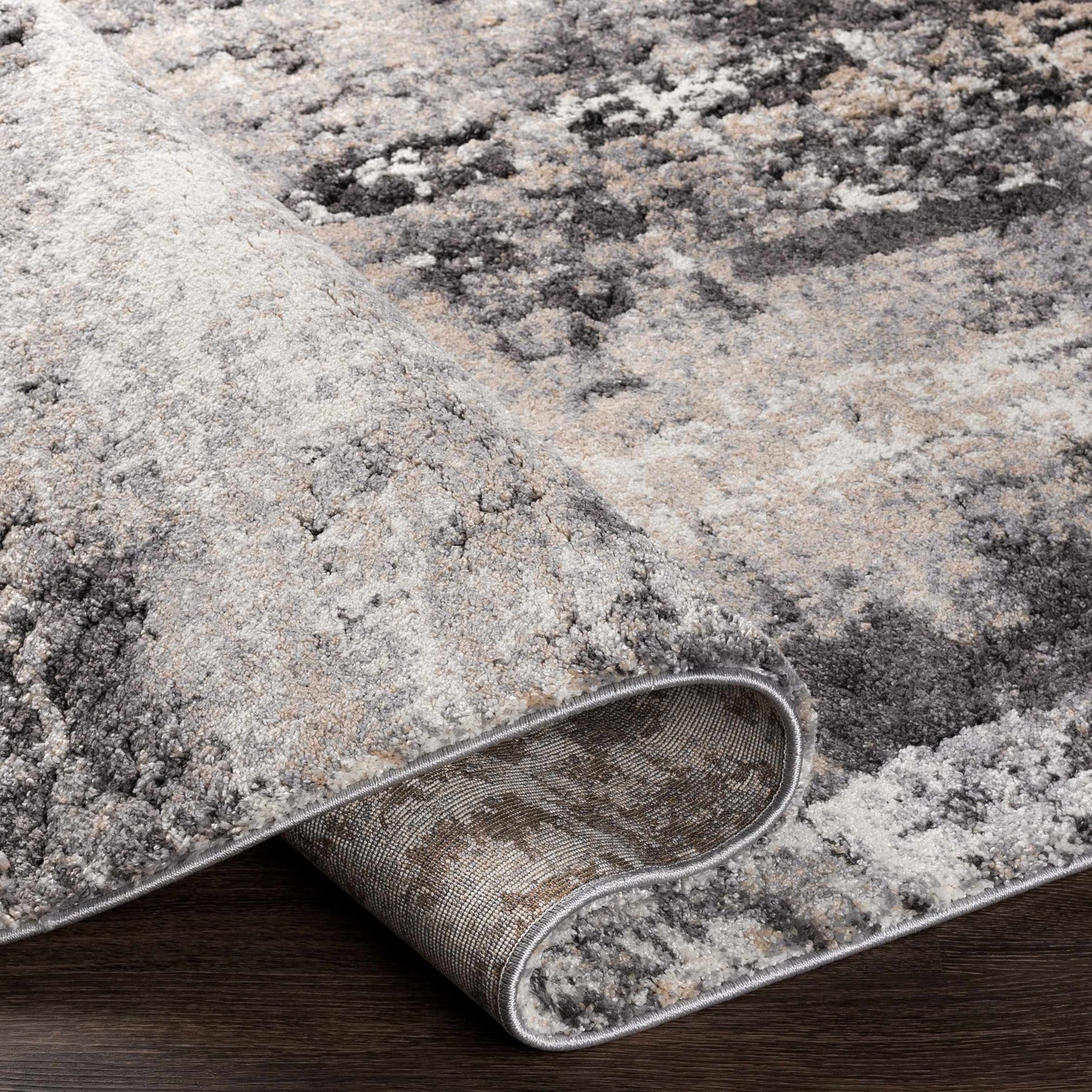 Witchford Abstract Charcoal Thick Rug - Ornate Home