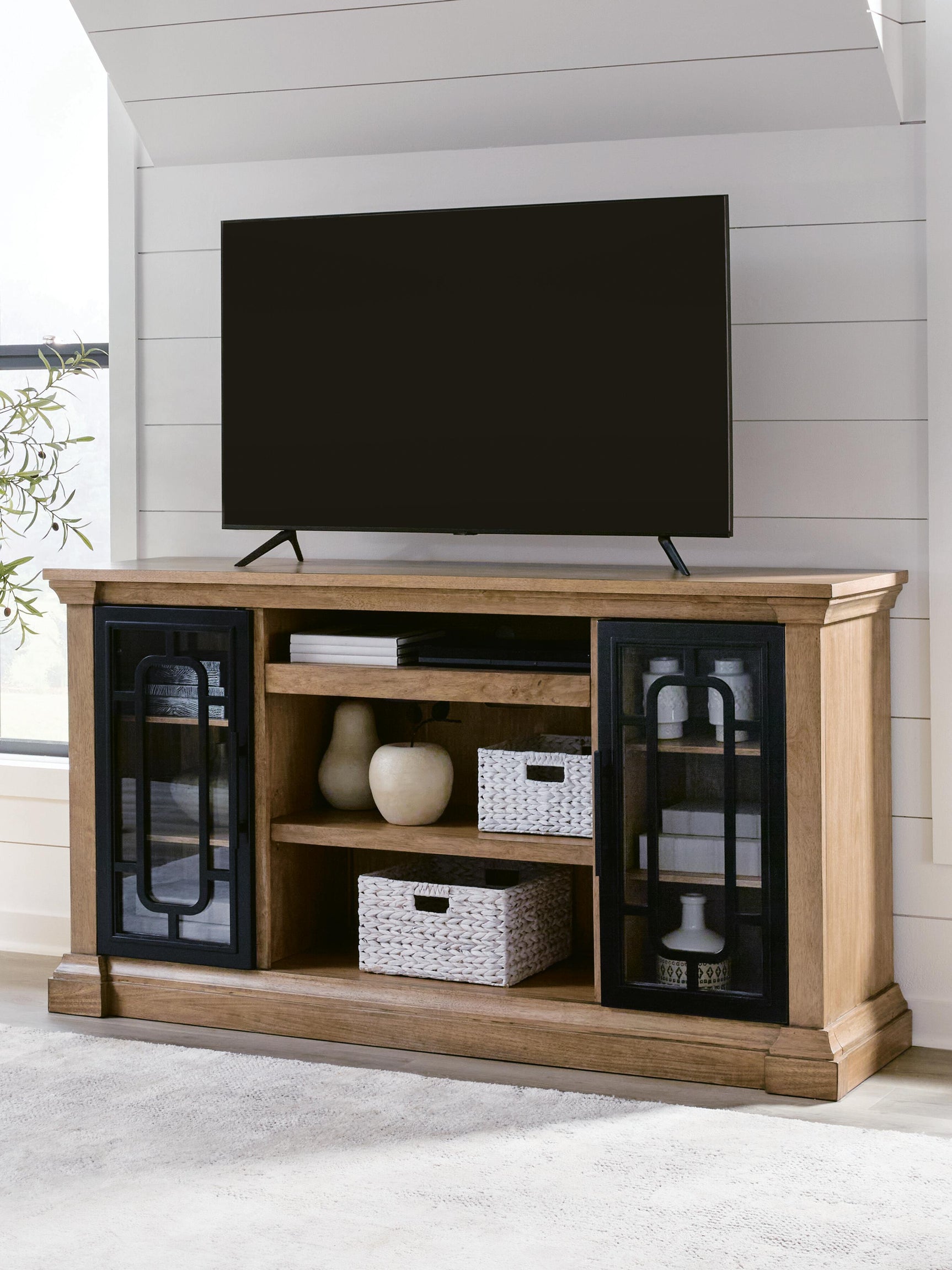 Wittenmyer Natural/Black 72" TV Stand - Ornate Home