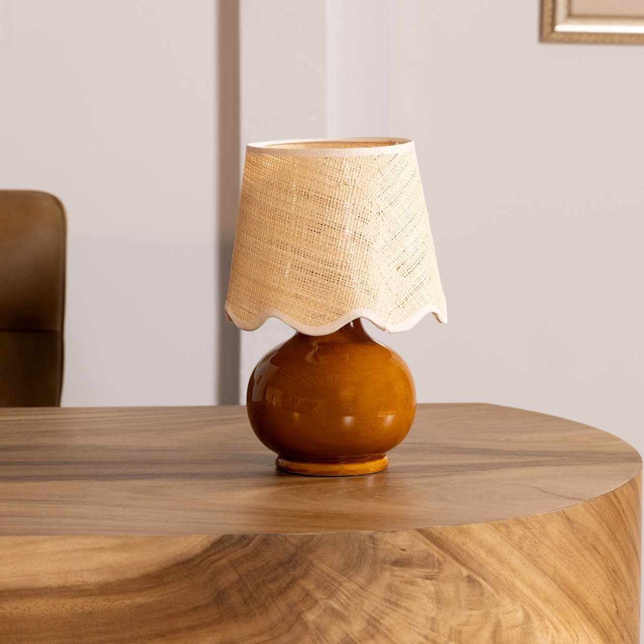 Wokila Tan Solid Ceramic Table Lamp - Ornate Home