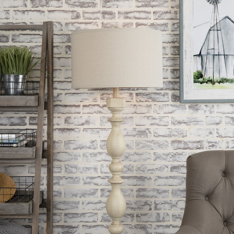Wood Post White Floor Lamp - Ornate Home