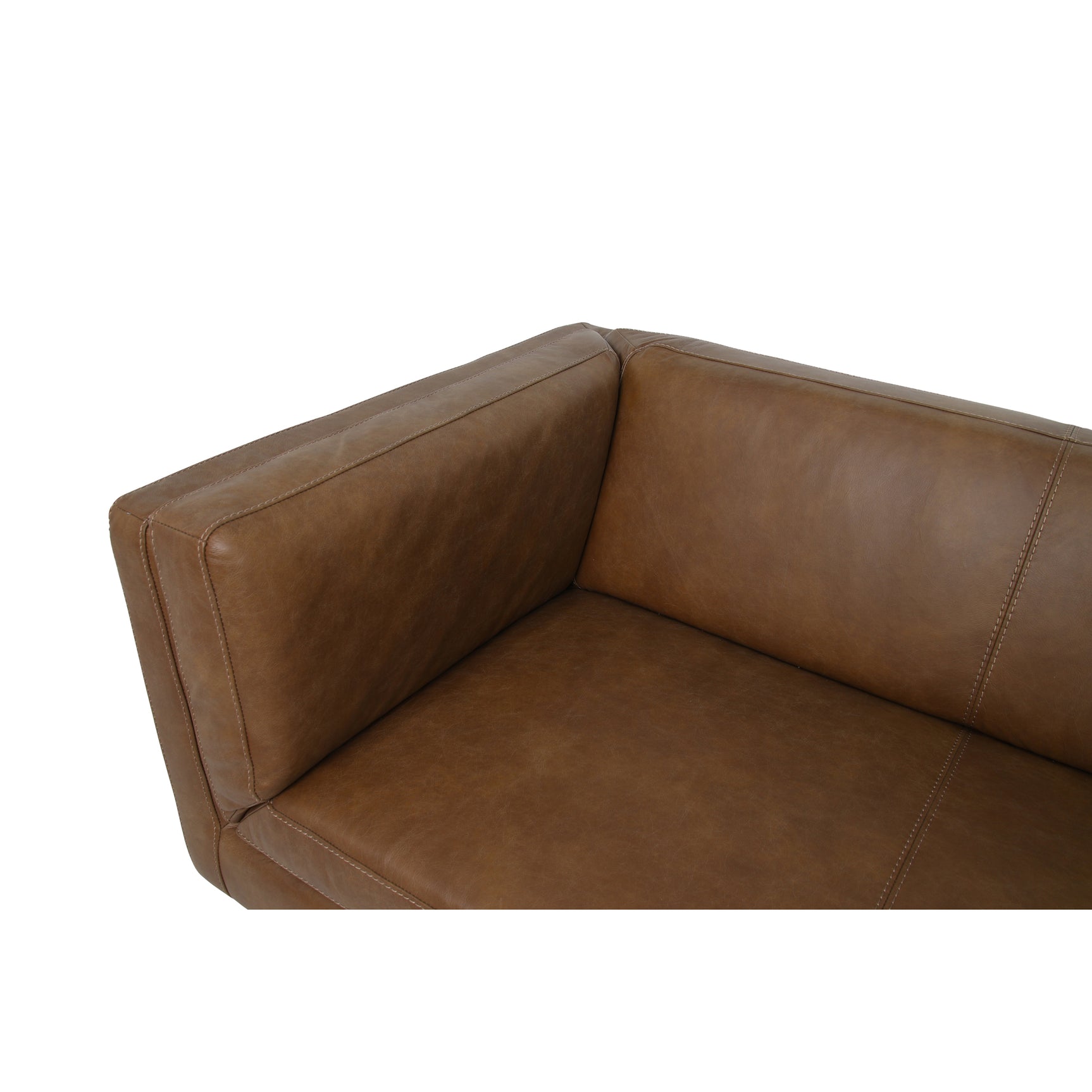Woods Brown Leather Sofa - Ornate Home