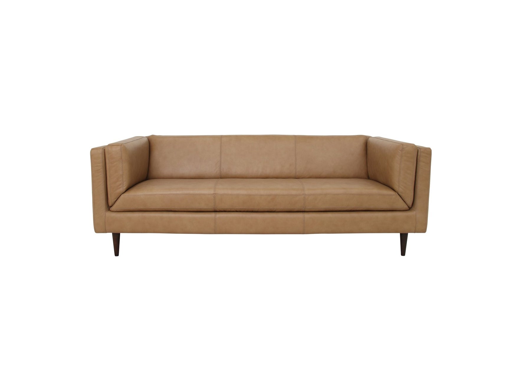 Woods Tan Leather Sofa - Ornate Home