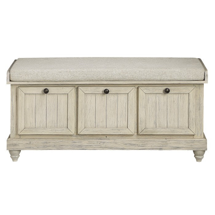 Woodwell Antique White Lift Top Storage Bench - Ornate Home