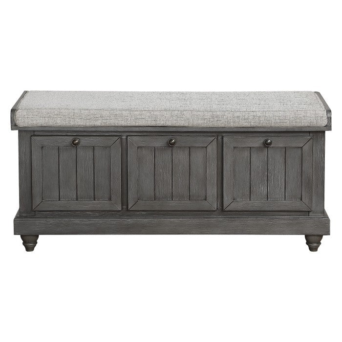 Woodwell Dark Gray Lift Top Storage Bench - Ornate Home