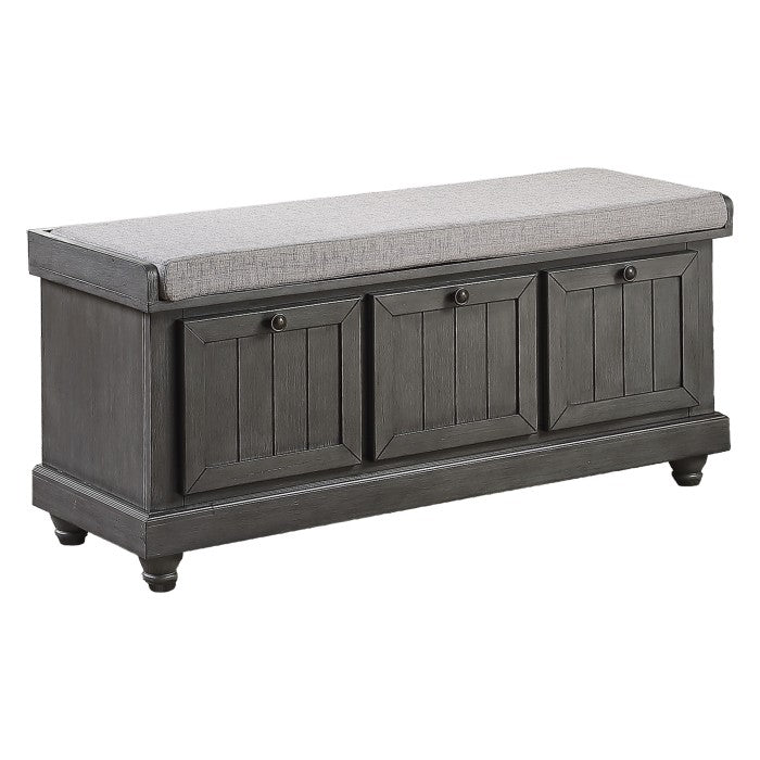 Woodwell Dark Gray Lift Top Storage Bench - Ornate Home