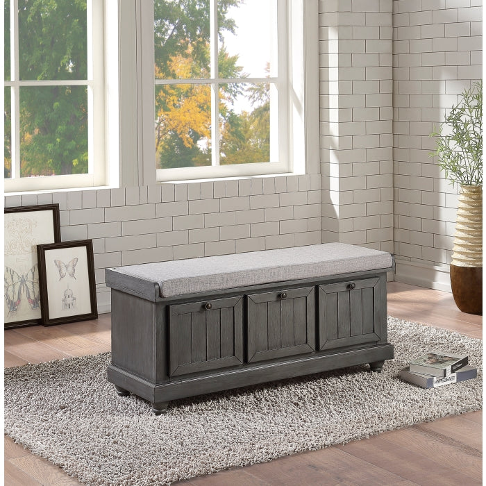 Woodwell Dark Gray Lift Top Storage Bench - Ornate Home