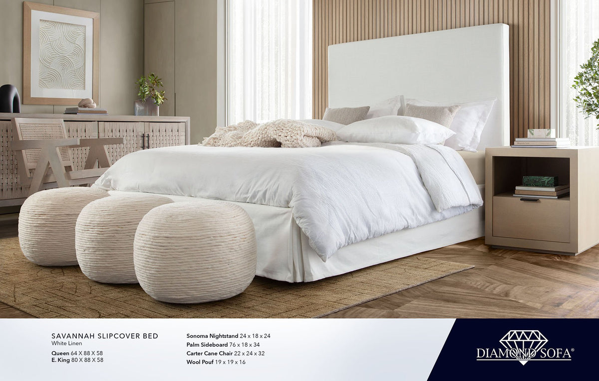 Wool White Natural Wool Pouf - Ornate Home