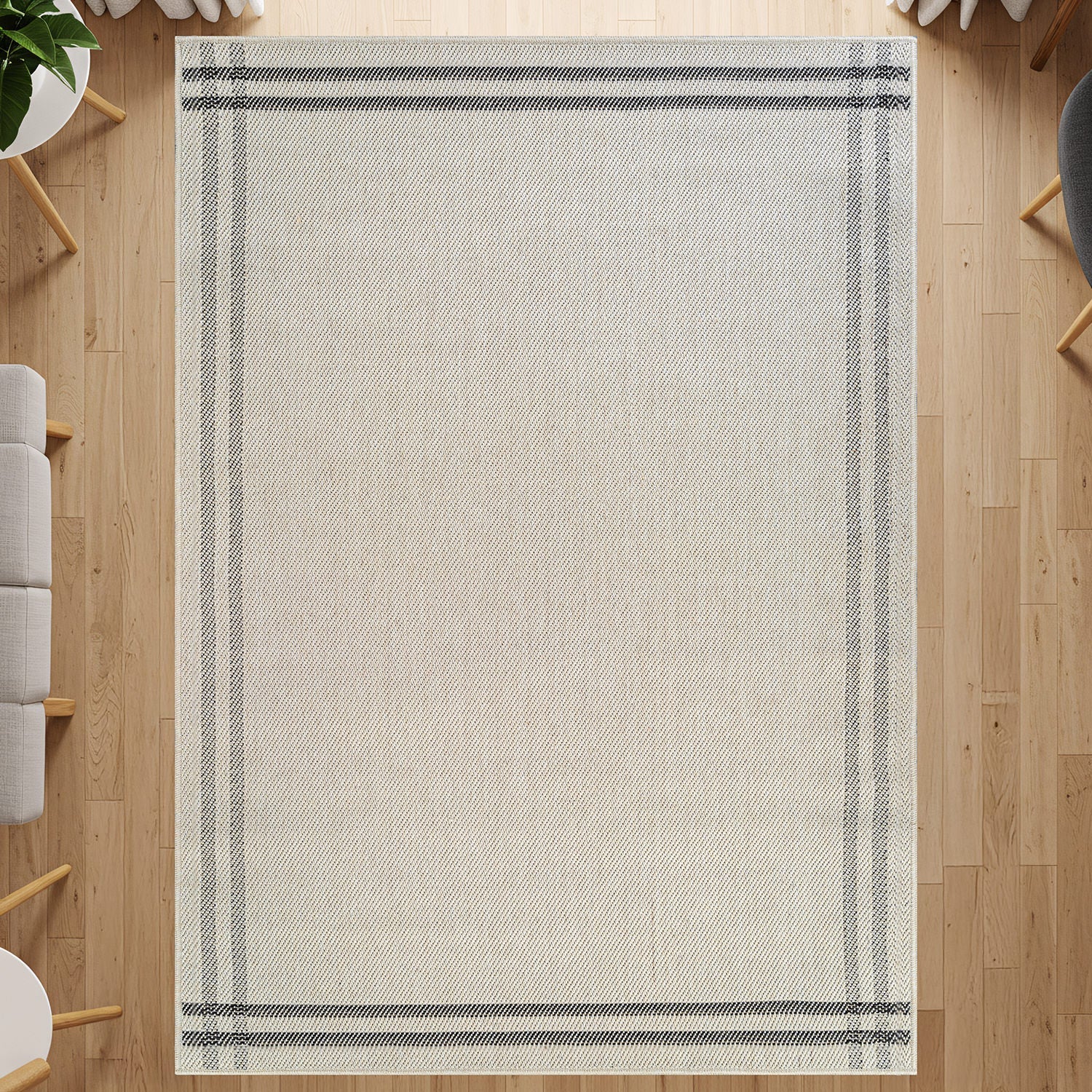 Woolen Bone 7 Washable Jute-Look Rug | Minimalist Decor - Ornate Home