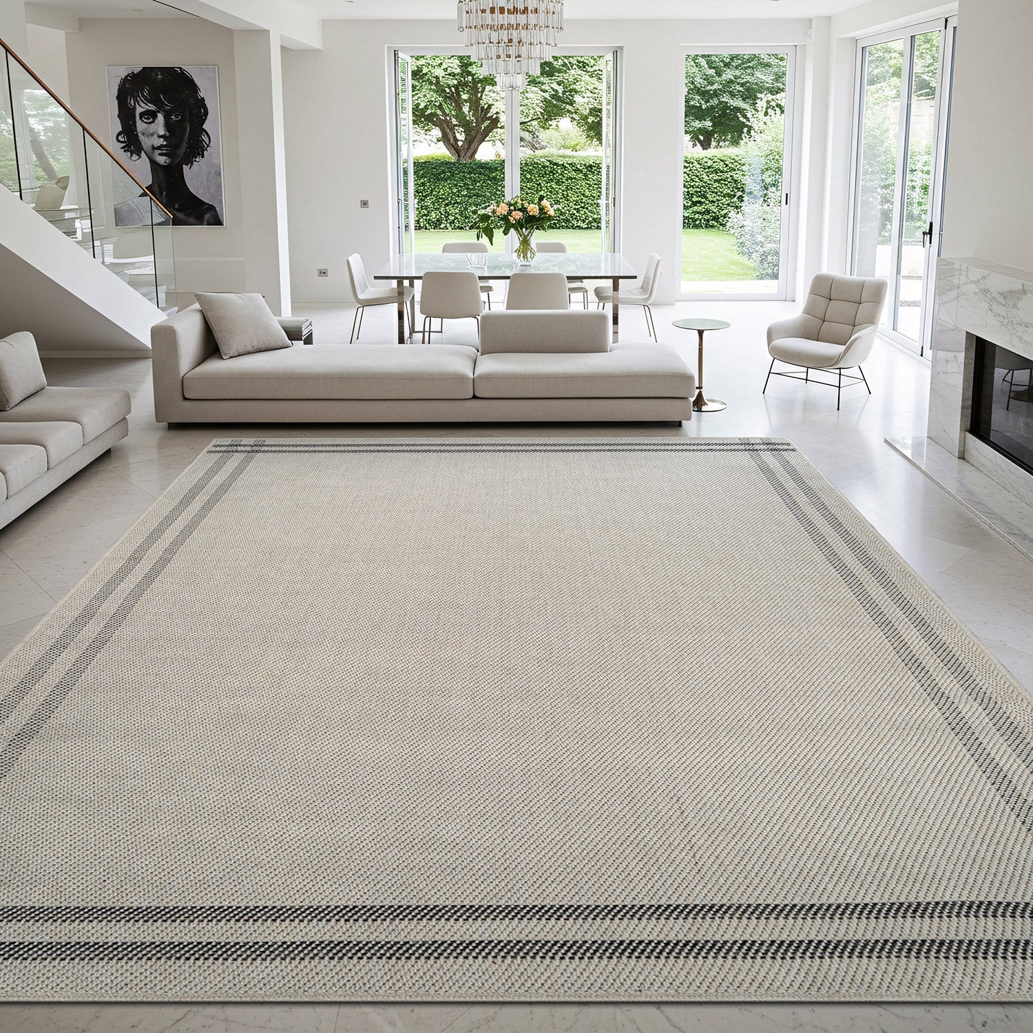 Woolen Bone 7 Washable Jute-Look Rug | Minimalist Decor - Ornate Home