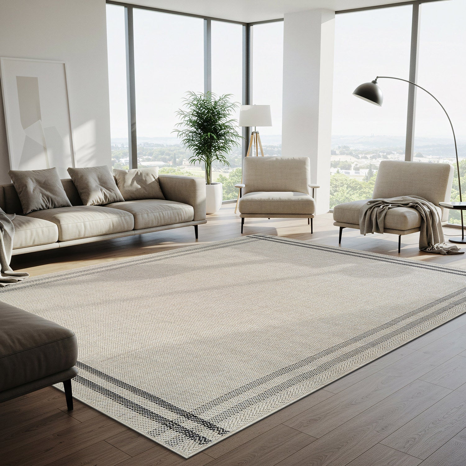 Woolen Bone 7 Washable Jute-Look Rug | Minimalist Decor - Ornate Home