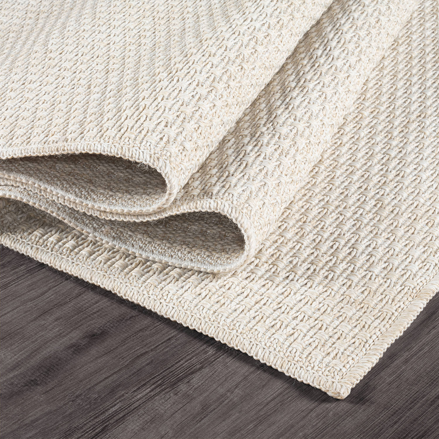 Woolen Bone Jute-Look Area Rug | Bright & Washable - Ornate Home