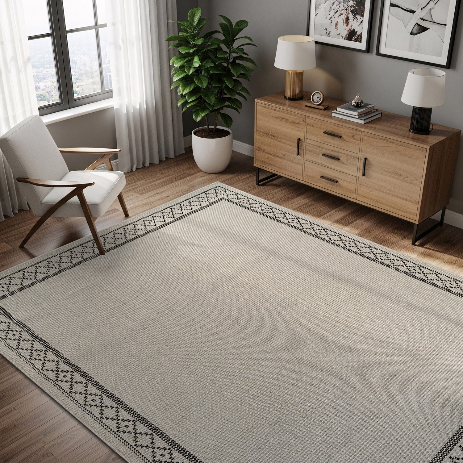 Woolen Bone Look Jute-Look Rug | Light & Stain-Resistant - Ornate Home