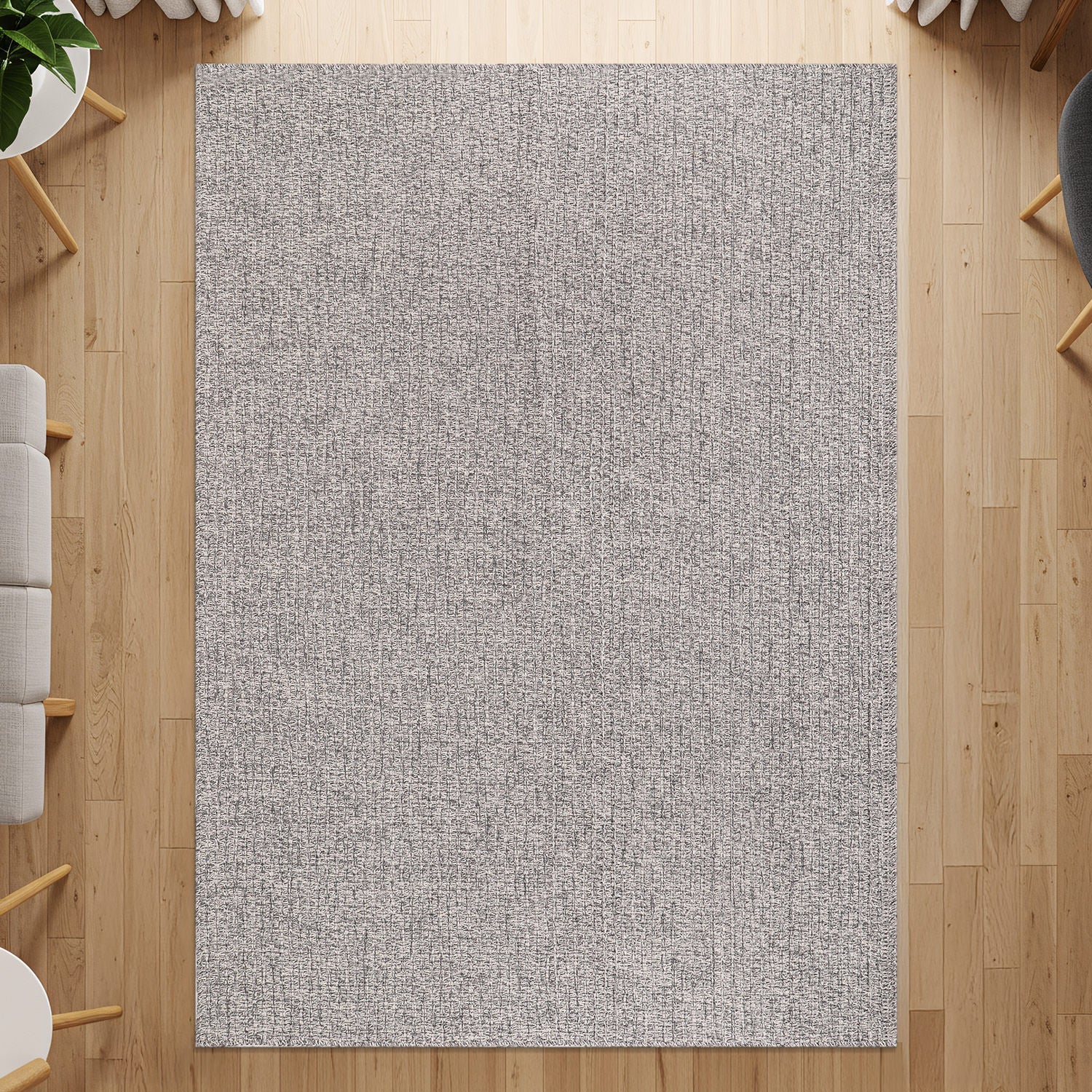 Woolen Gray Easy Jute-Look Rug | Easy Care Indoor & Outdoor - Ornate Home
