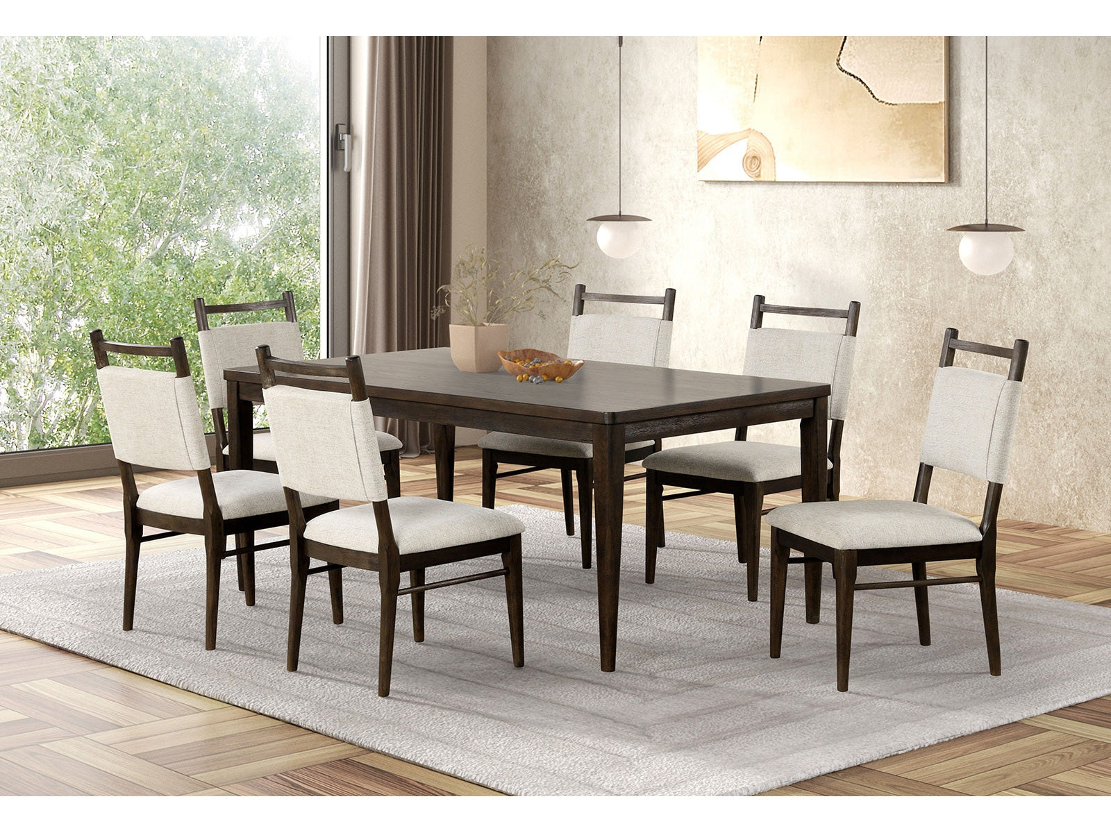 Woolwich Dark Walnut 7 Piece Dining Set - Ornate Home