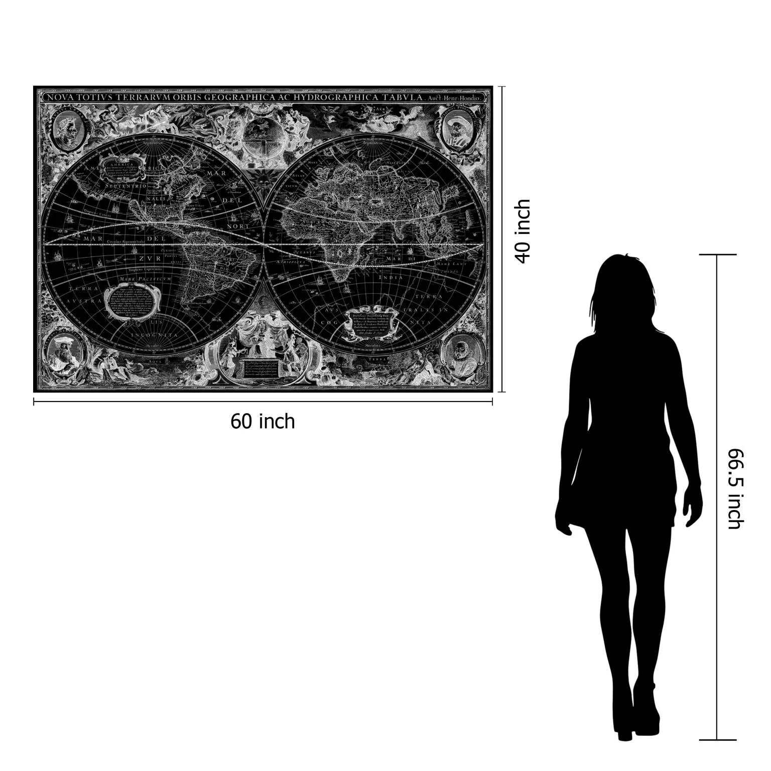 World Map Tempered Glass w / Foil Wall Art - Ornate Home