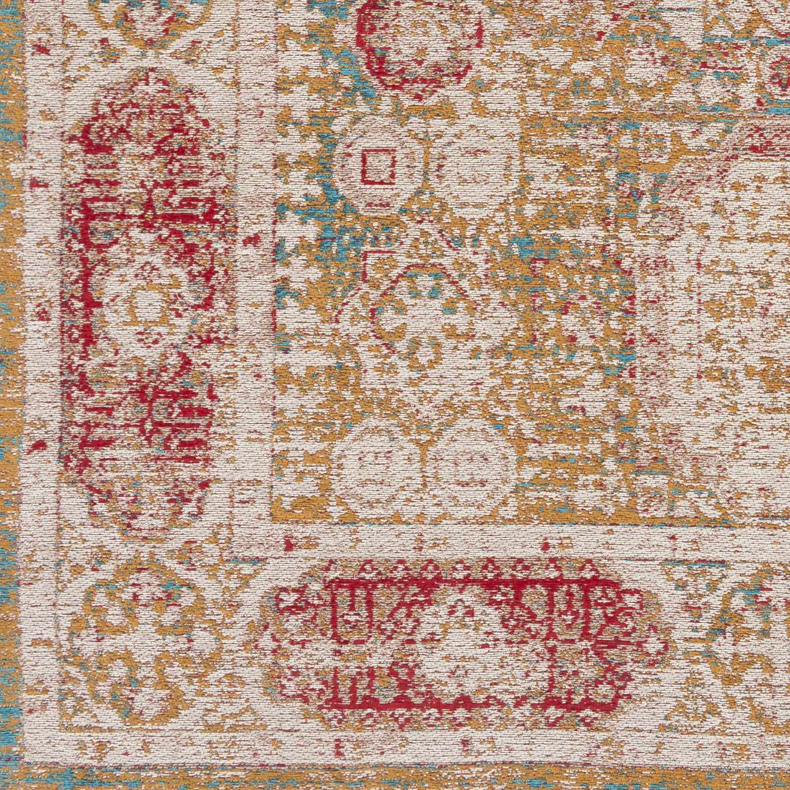 Wrangell Mustard/Red Damask Carpet Area Rug - Clearance - Ornate Home