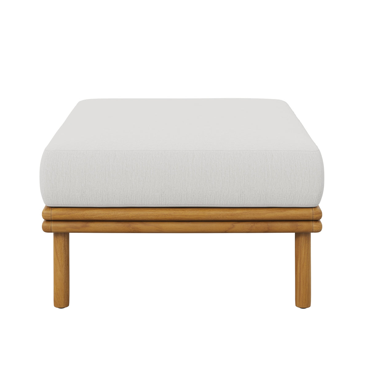 Wren Natural Sail Outdoor Patio Teak Wood Ottoman - Ornate Home
