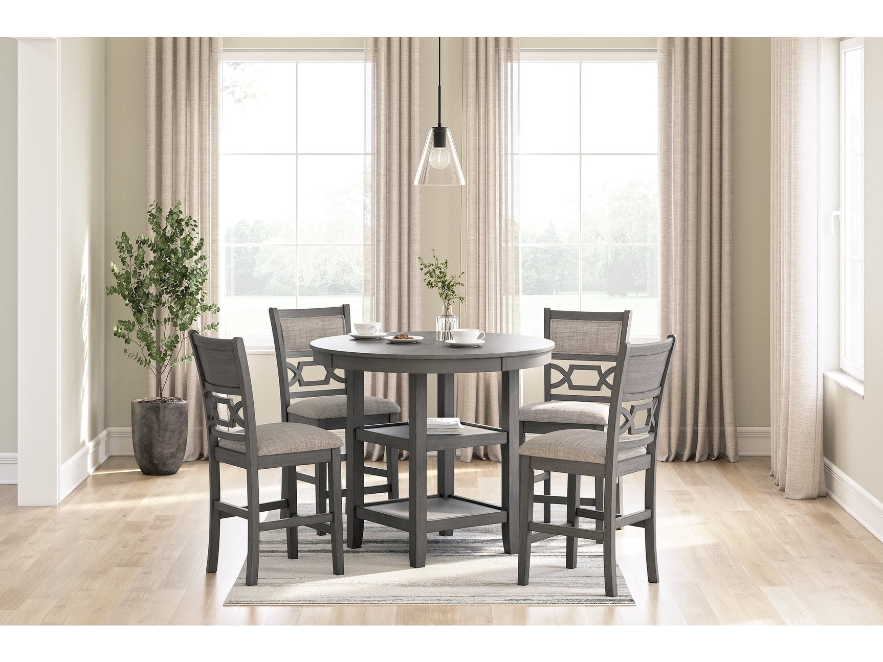 Wrenning Gray Counter Height Dining Table and 4 Barstools (Set of 5) - Ornate Home