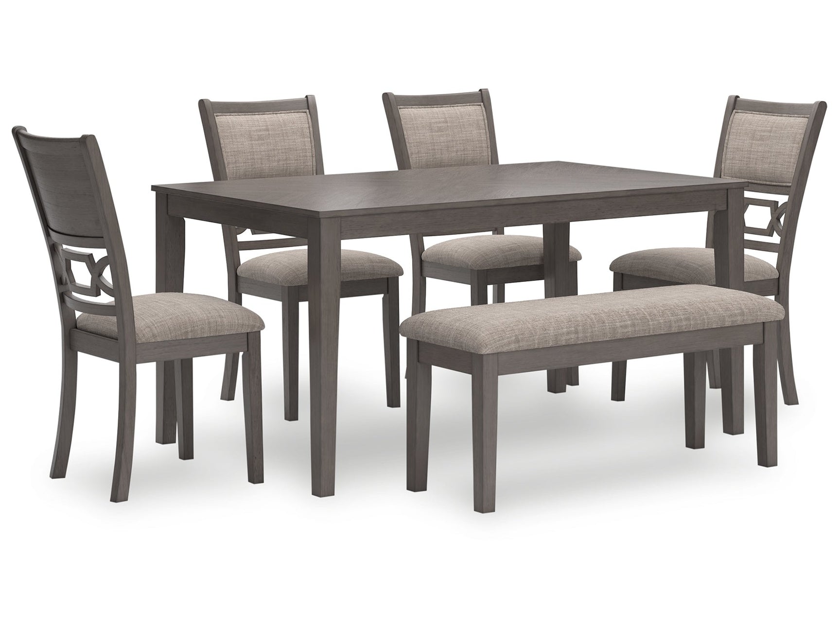 Wrenning Gray Dining Table and 4 Chairs and Bench (Set of 6) (Online Special Price) - Ornate Home