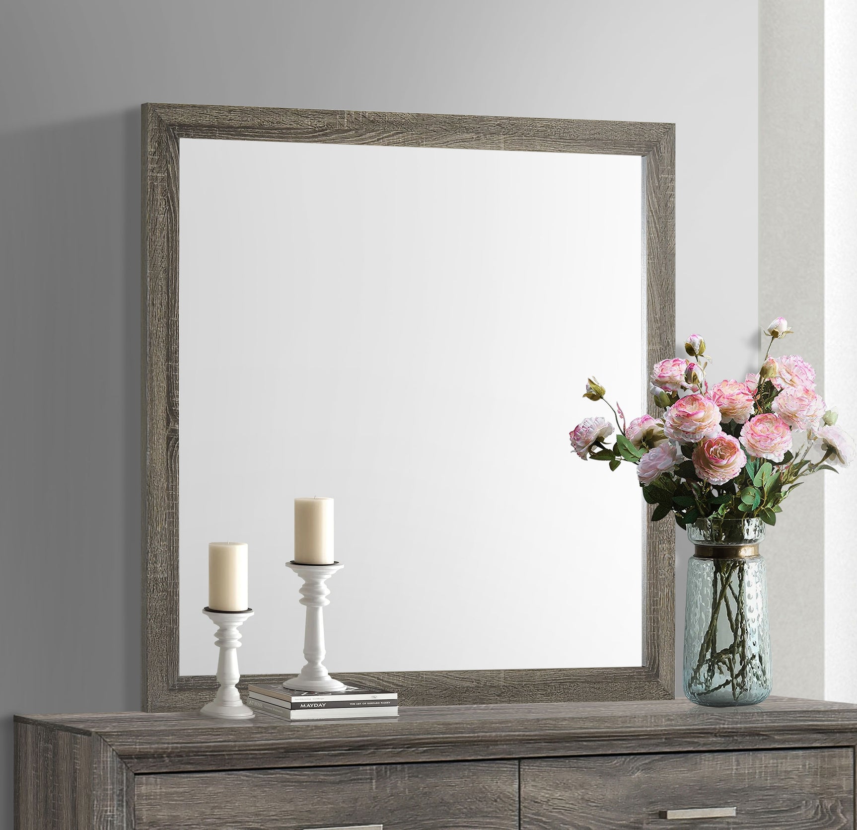 Wright Brown Oak Dresser Mirror - Ornate Home