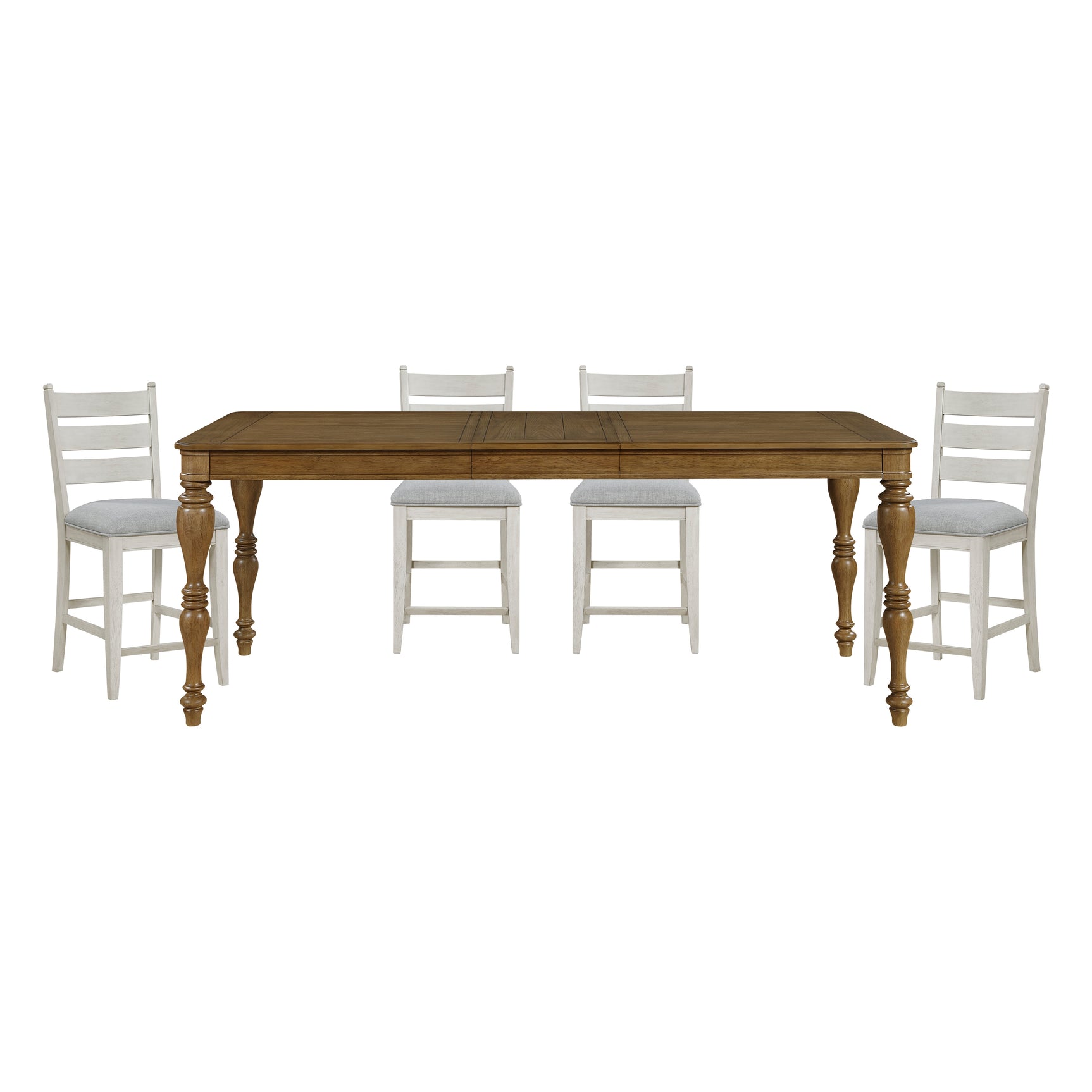 Wyatt Brown/Weathered White/Gray 5-Piece Counter Height Dining Table Set - Ornate Home