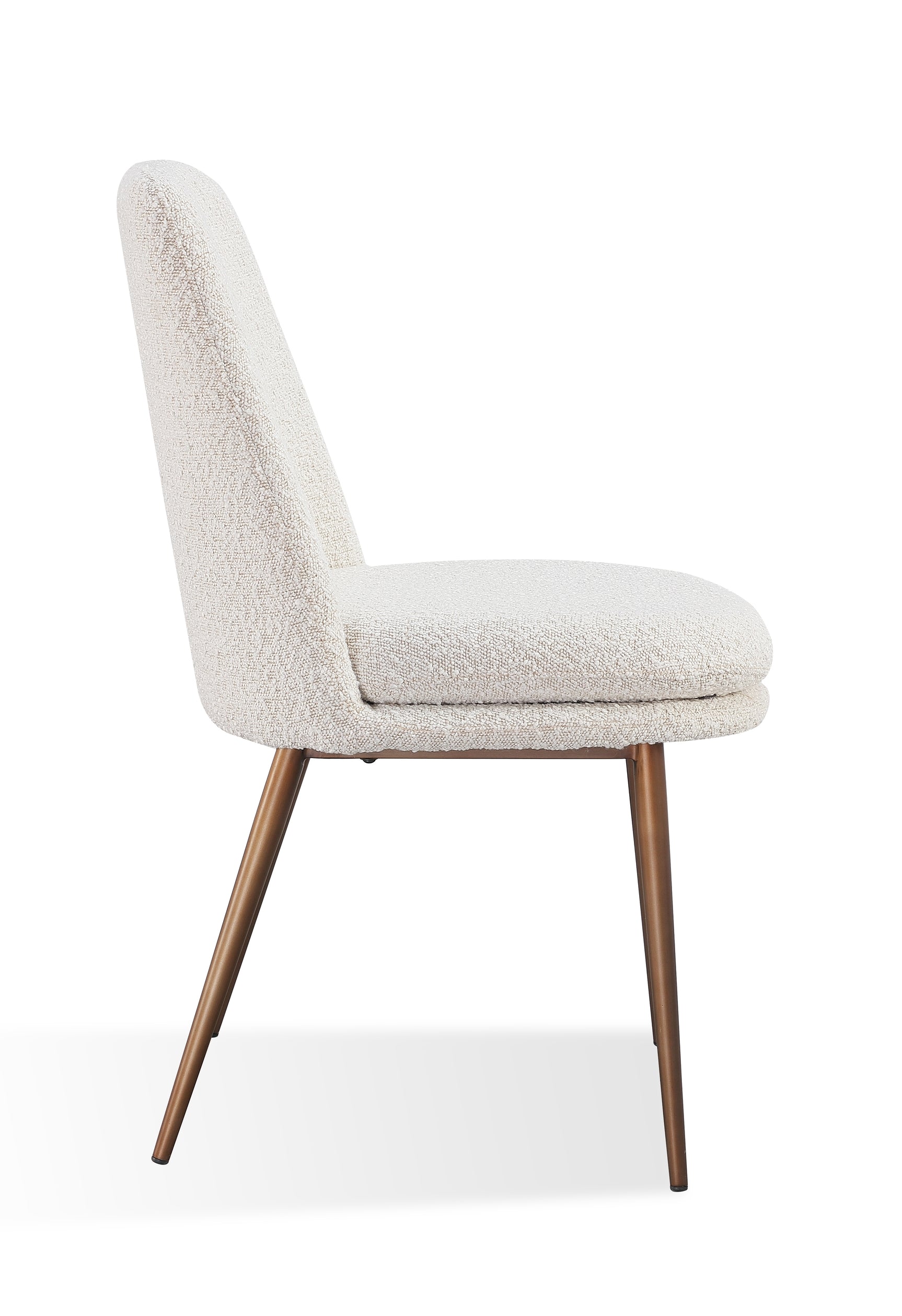 Wyatt Upholstered Dining Chair in Ricotta Boucle and Bronze Metal (Set of 2) - Ornate Home