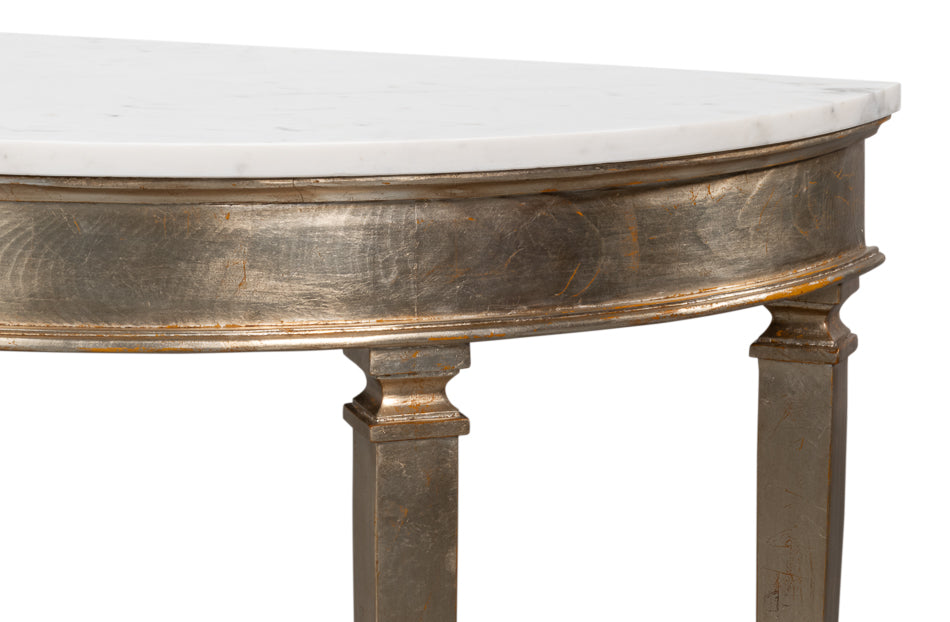 Wycliffe Gold Leaf Demilune Console Table - Ornate Home