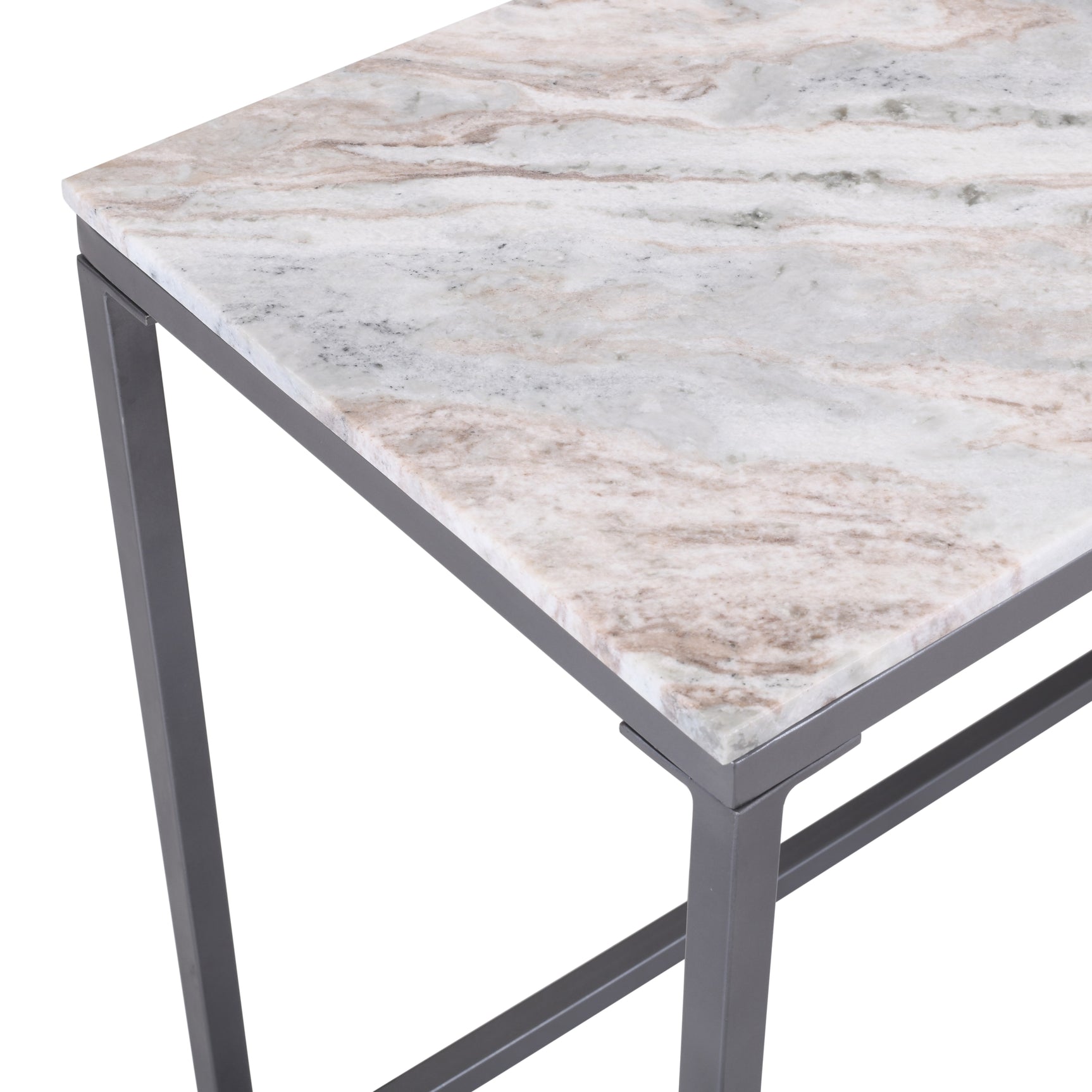 Wynn Grey/Gunmetal Marble Sofa Table - Ornate Home