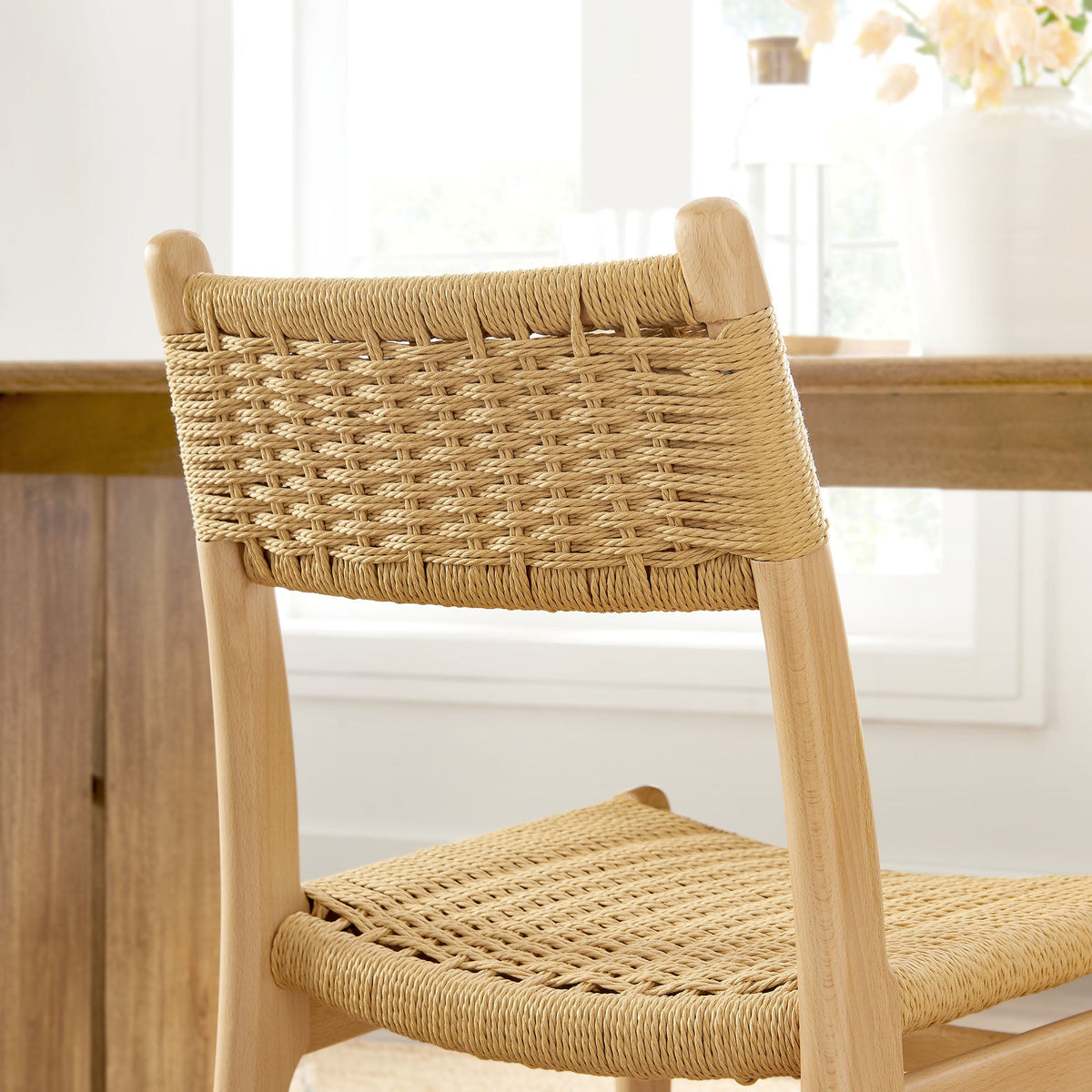 Wynn Natural Rope and Wood Dining Side Chair - Ornate Home