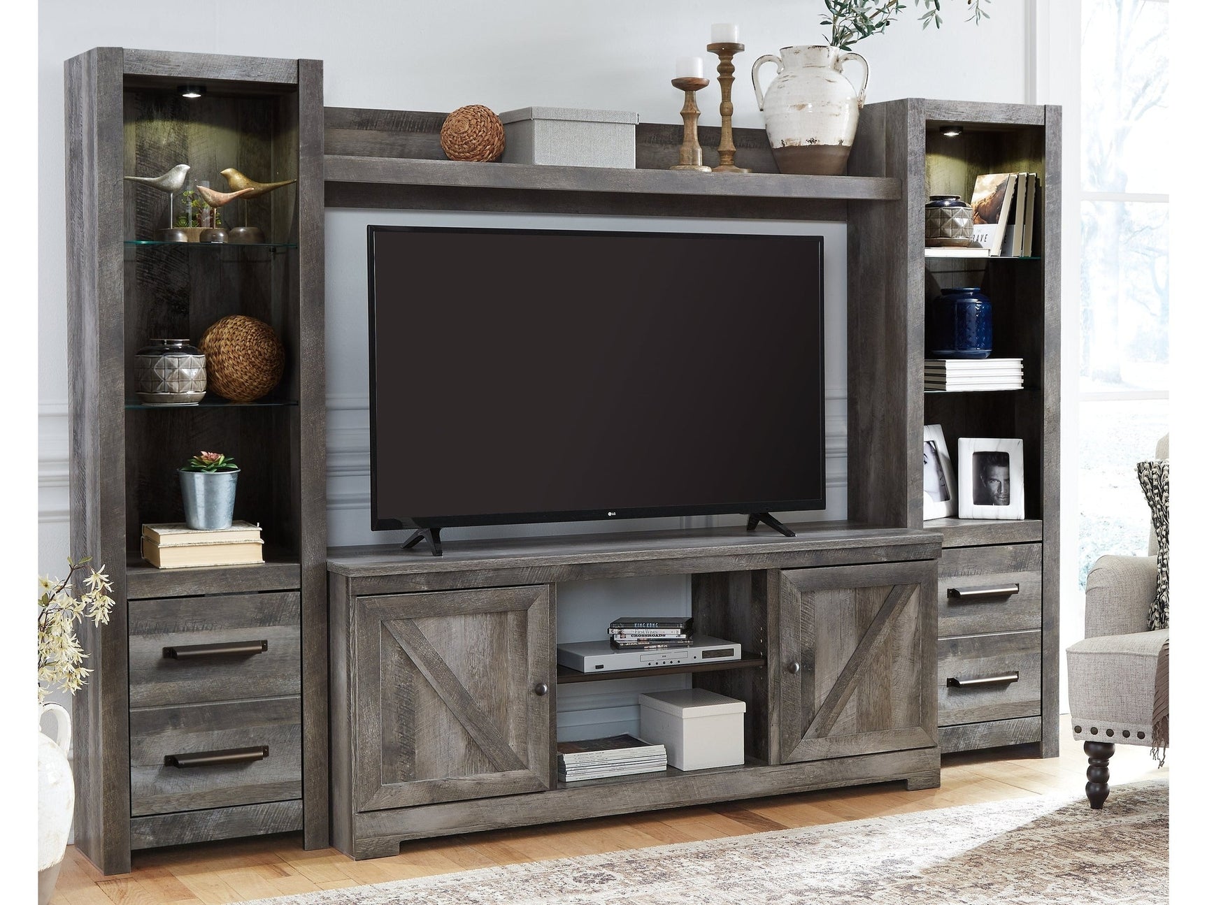 Wynnlow Gray 4-Piece Entertainment Center - Ornate Home