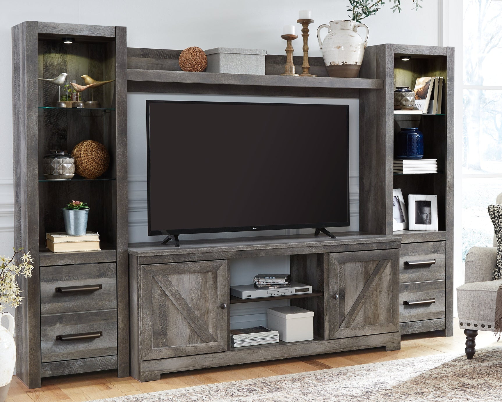 Wynnlow Gray 4-Piece Entertainment Center - Ornate Home