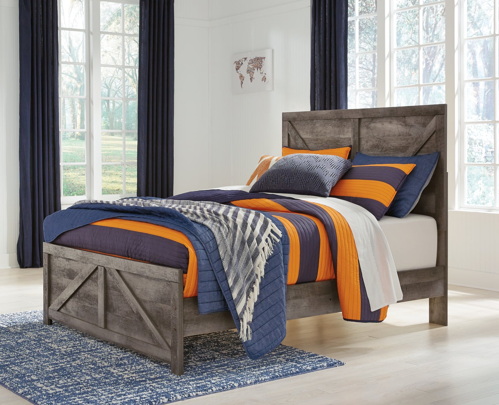 Wynnlow Gray Full Crossbuck Panel Bed, Dresser and Mirror (Online Special Price) - Ornate Home