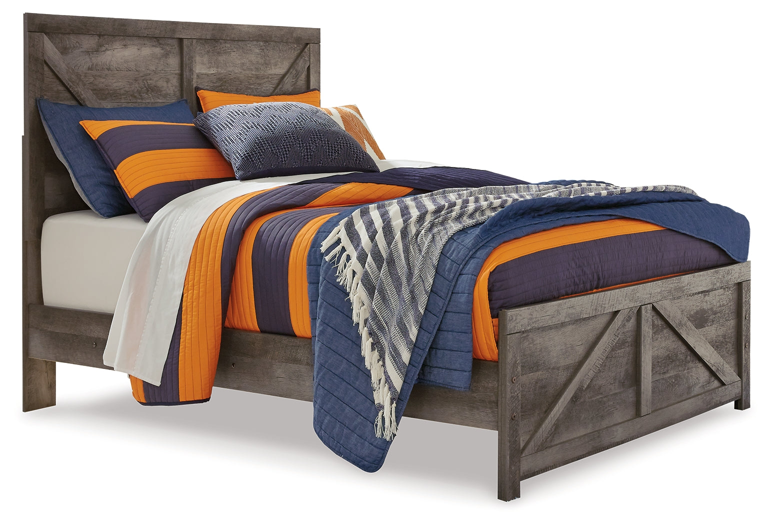 Wynnlow Gray Full Crossbuck Panel Bed - Ornate Home