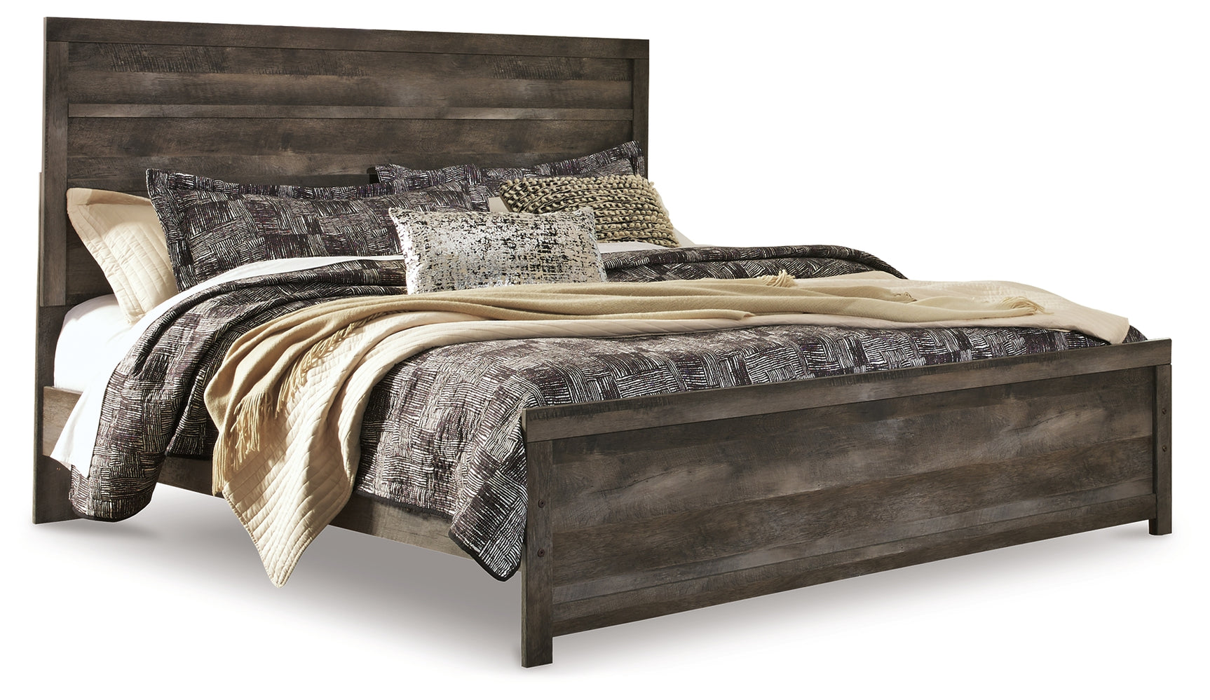 Wynnlow Gray King Panel Bedroom Set with 2 Nightstands - Ornate Home