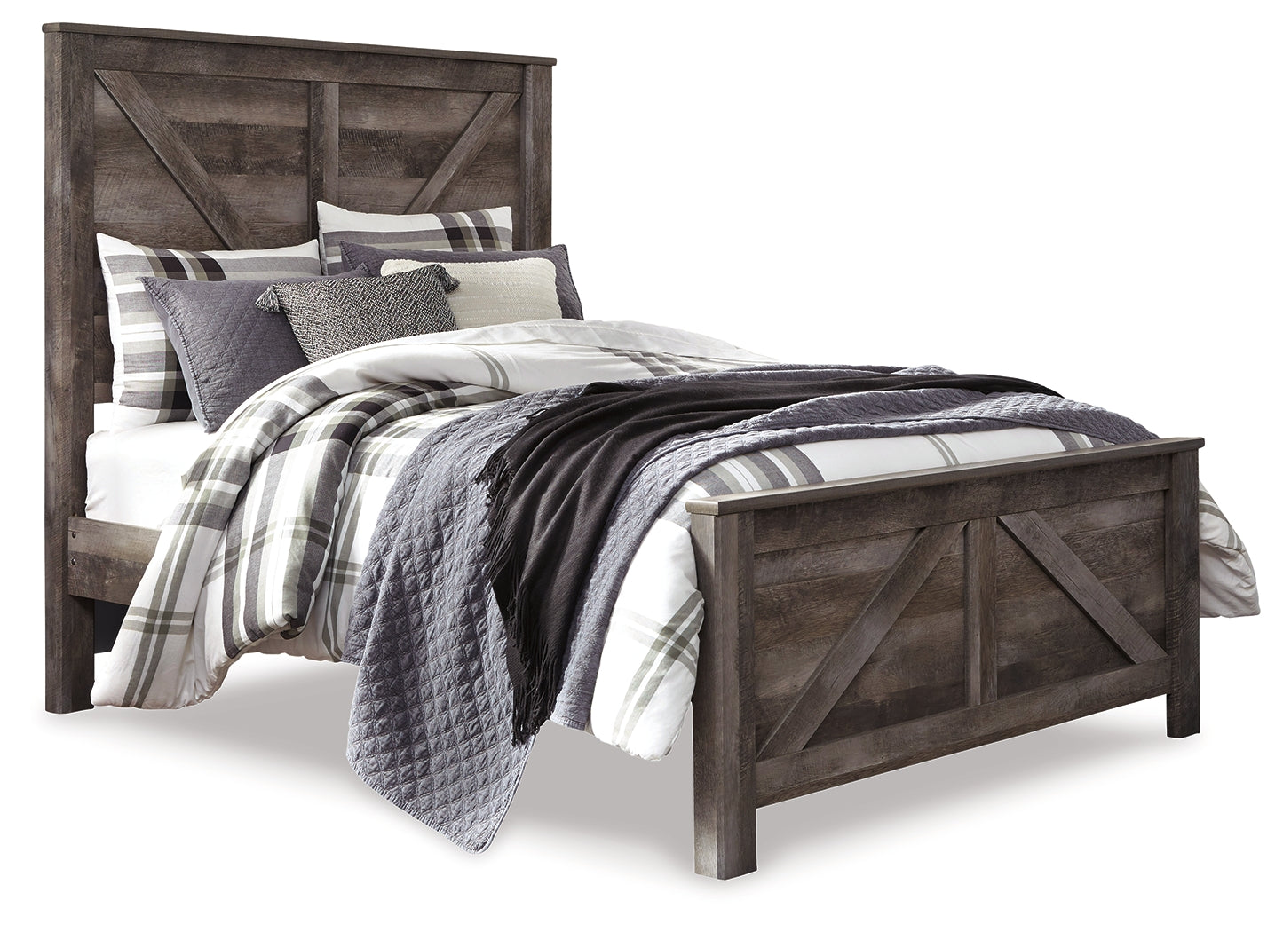 Wynnlow Gray Queen Crossbuck Panel Bed, Dresser and Mirror - Ornate Home