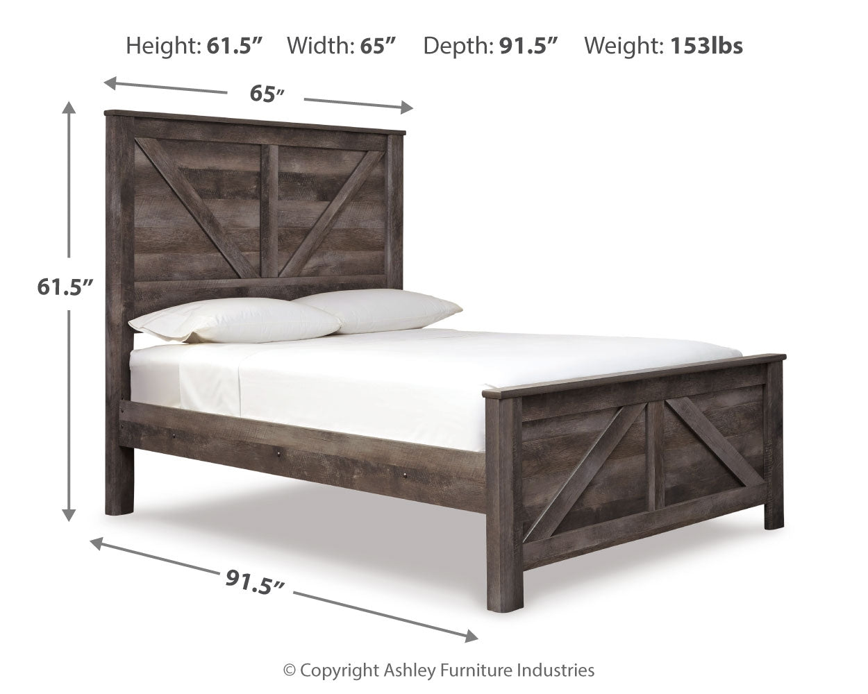 Wynnlow Gray Queen Crossbuck Panel Bedroom Set with Dresser, Mirror, and Nightstand (Online Special Price) - Ornate Home