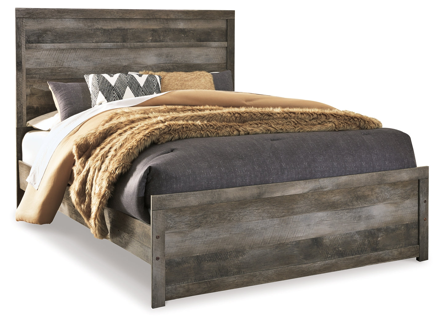 Wynnlow Gray Queen Panel Bedroom Set with Mirrored Dresser and Nightstand (Online Special Price) - Ornate Home