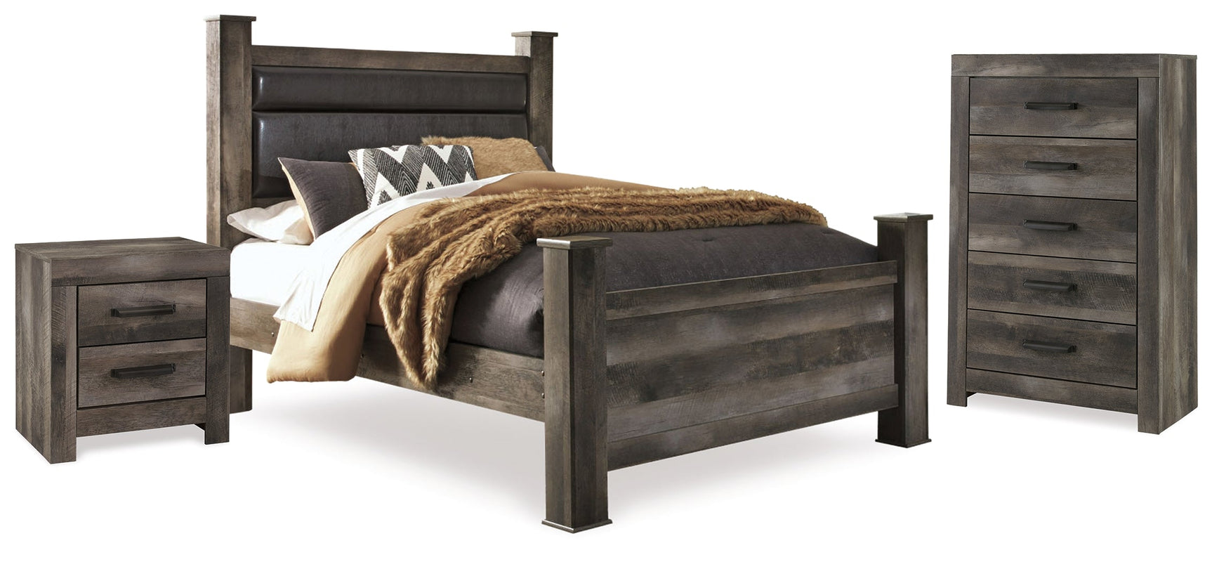 Wynnlow Gray Queen Poster Bedroom Set with Chest and 2 Nightstands (Online Special Price) - Ornate Home
