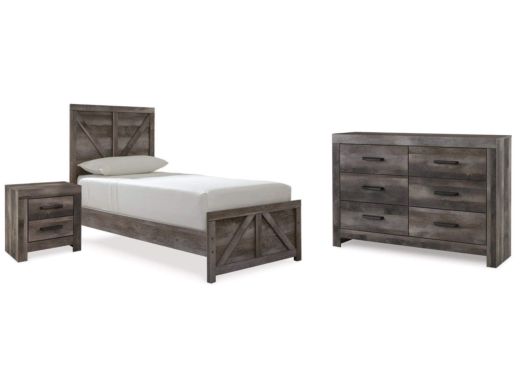 Wynnlow Gray Twin Panel Bed & Dresser & Nightstand (Online Special Price) - Ornate Home