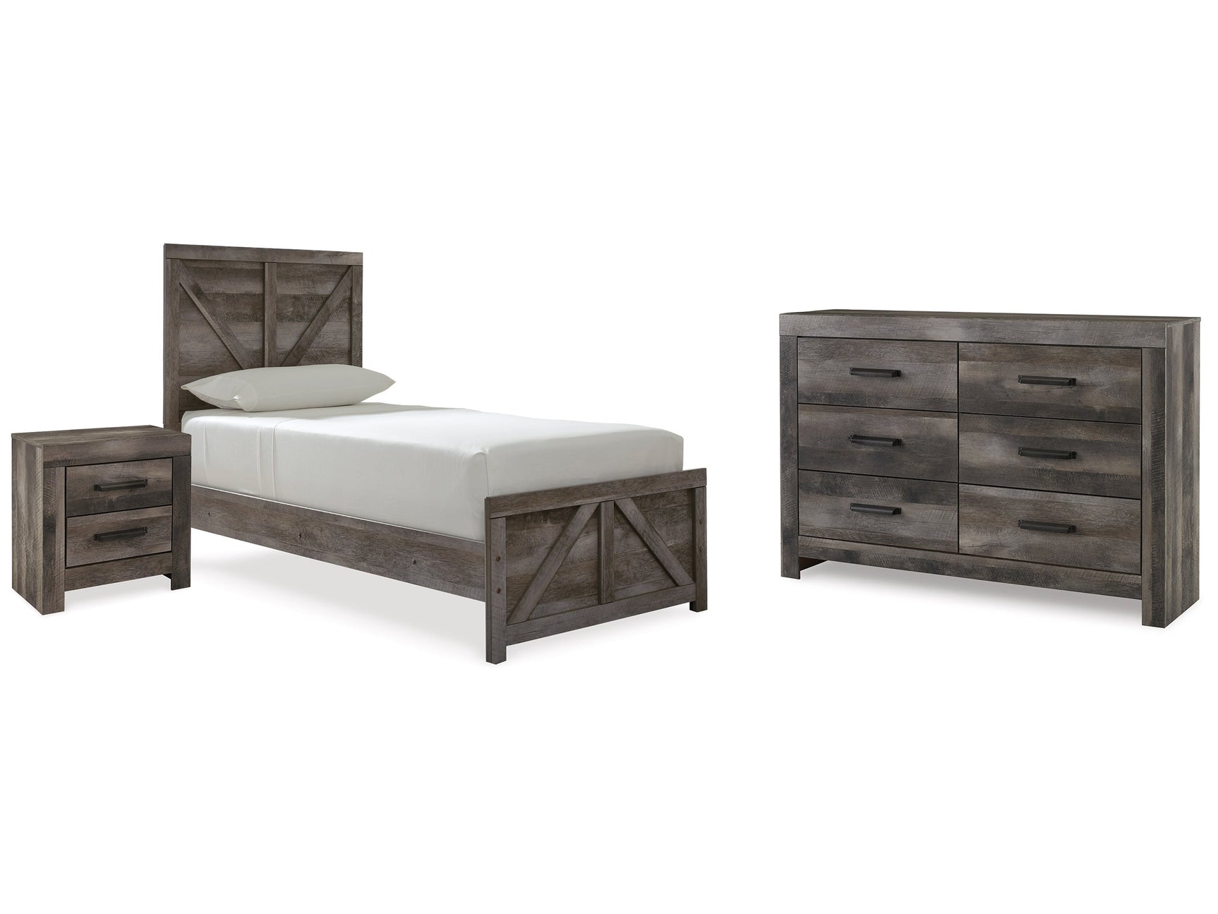 Wynnlow Gray Twin Panel Bed & Dresser & Nightstand - Ornate Home