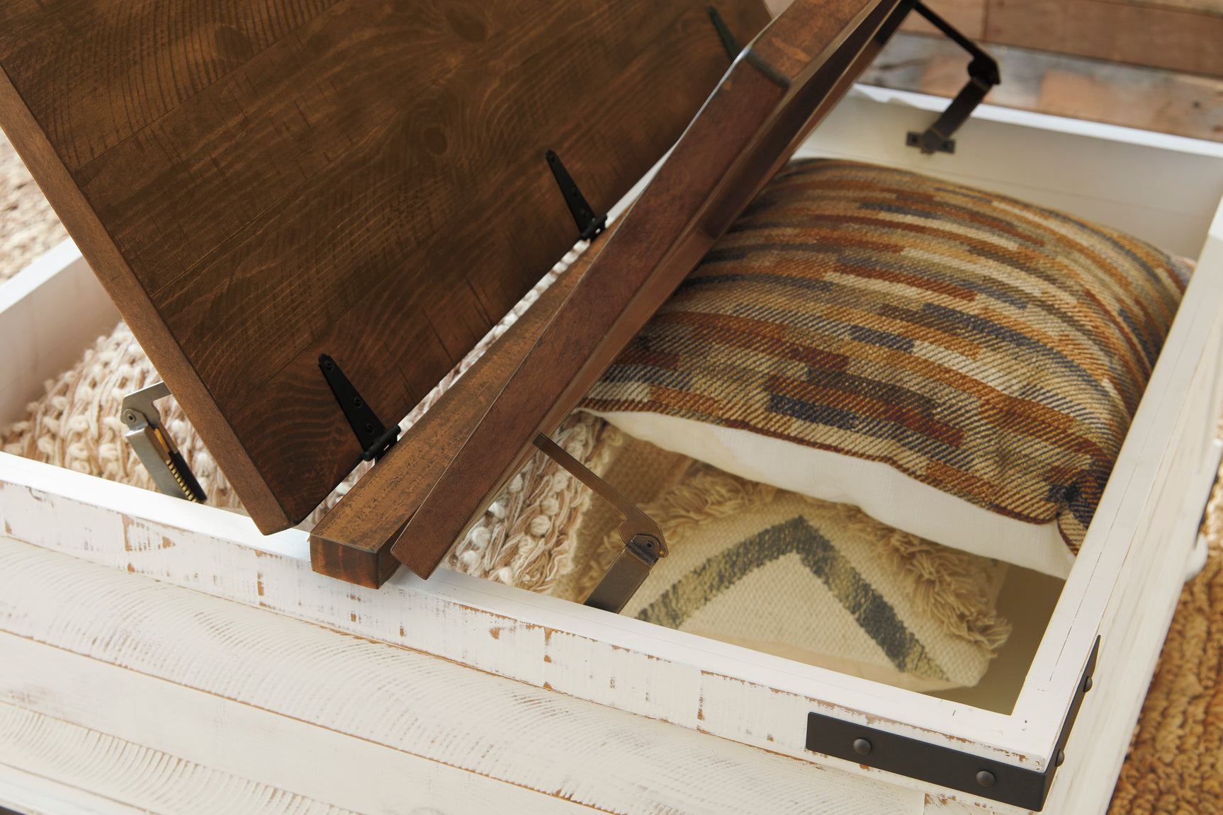 Wystfield White/Brown Cocktail Table with Storage - Ornate Home