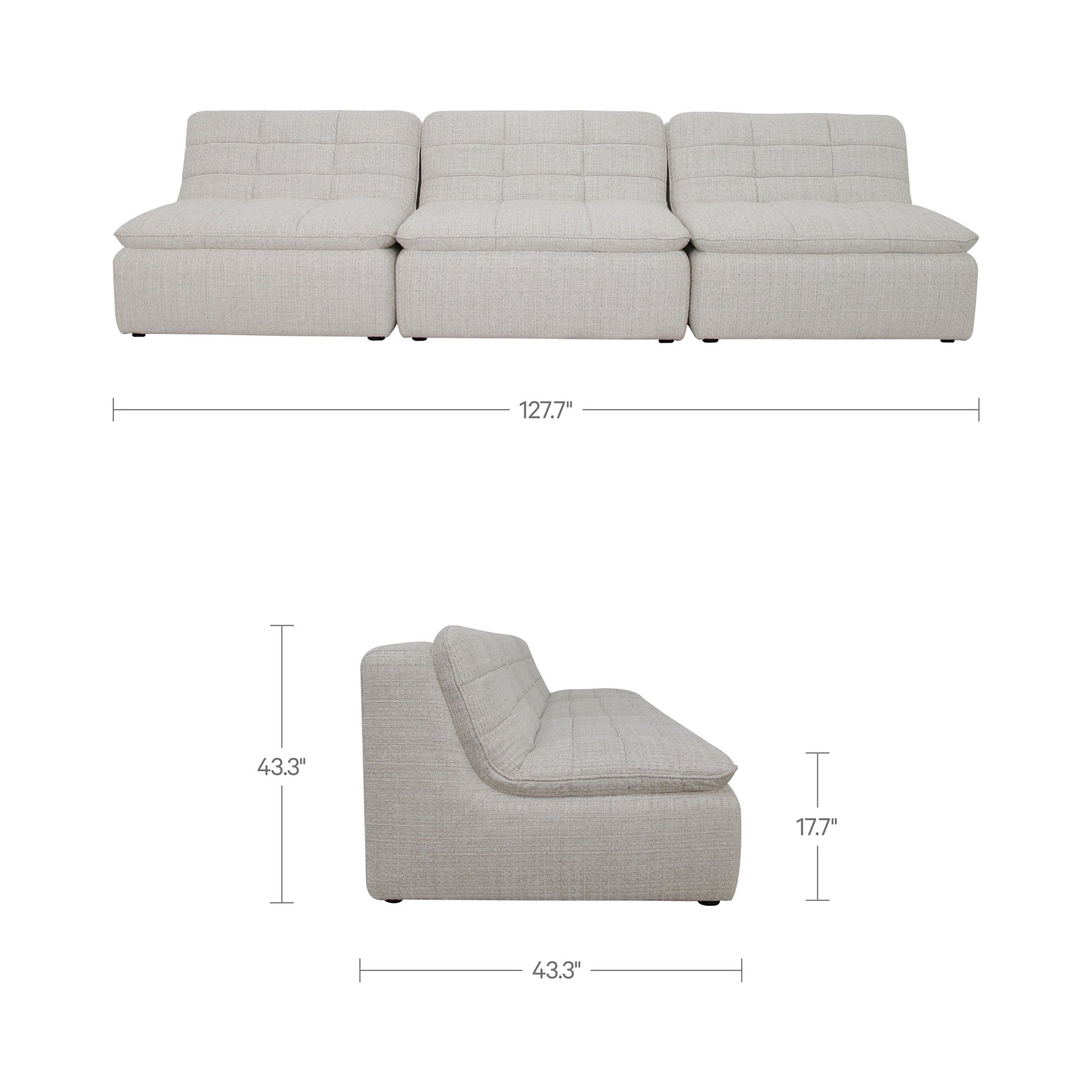 Lino Textured Oat Armless Modular Sofa