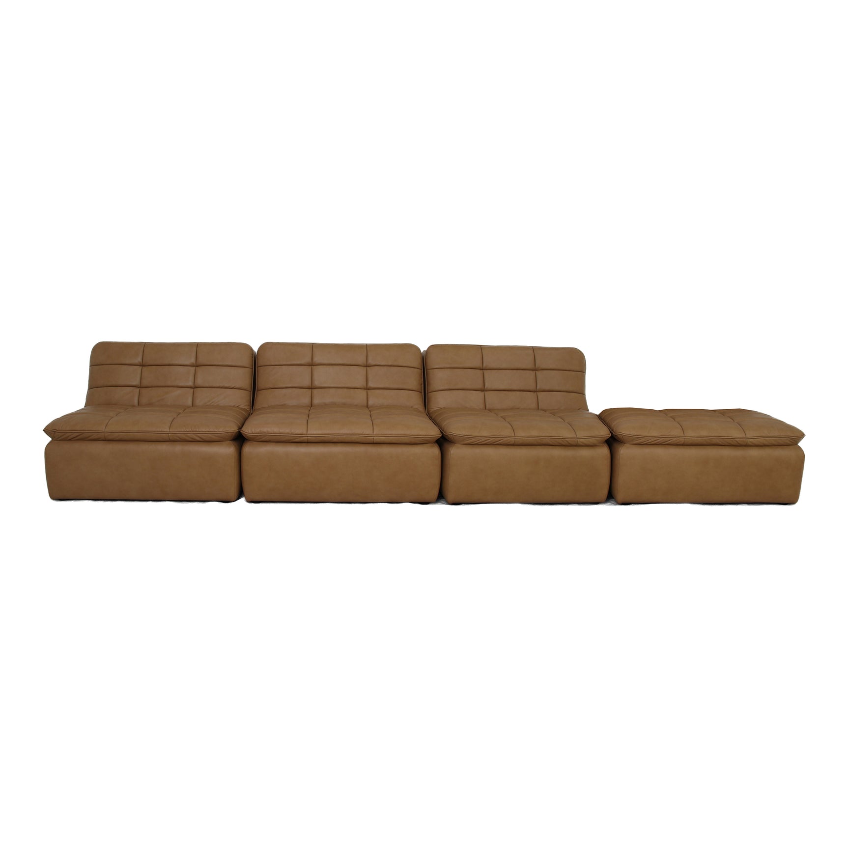 Lino Tan Leather Lounge Modular Sectional