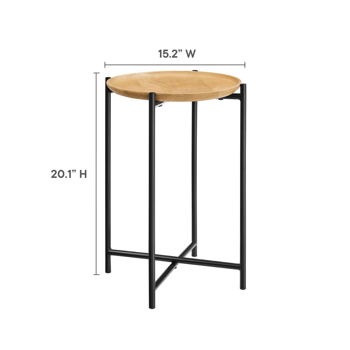 Xilo Oak Round Wood and Metal Side Table - Ornate Home